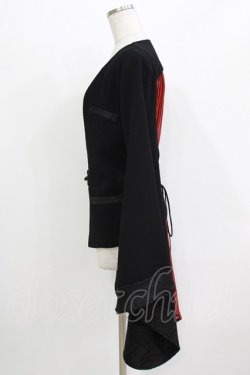 画像2: Qutie Frash / 着物袖ジャケット  黒×黒赤ストライプ H-26-03-18-028-QU-JA-KB-ZH