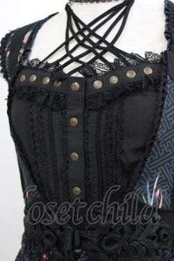 画像5: Ozz oneste / チョーカー風ホルター和柄ジャンパースカート  黒 H-26-03-18-002-OO-OP-KB-ZH