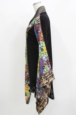 画像2: Qutie Frash / 着物カーディガン  ネオン（ブラック×カーキパイピング） H-26-03-18-037-QU-TO-KB-ZH