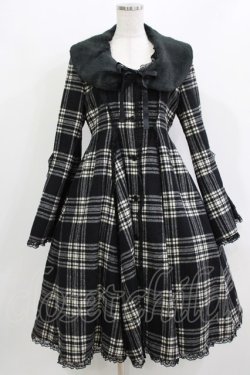 画像1: MARBLE / レースバッスル風チェックコート  黒 H-26-03-18-003-GO-CO-KB-ZH