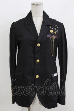 画像1: h.ANARCHY / スカルプリントボタンジャケット  黒 H-26-03-18-042-HN-JA-KB-ZH