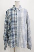 NieR Clothing / 切替チェックシャツ  ブルー H-26-03-18-046-PU-BL-KB-ZH