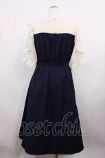 画像2: axes femme / ローズ刺繍ドッキングワンピース M ネイビー H-26-03-18-1011-AX-OP-NS-ZH (2)