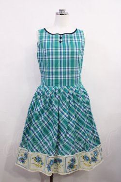 画像1: an another angelus / 花柄チェックジャンパースカート Free グリーン H-26-03-18-1012-CA-OP-NS-ZH