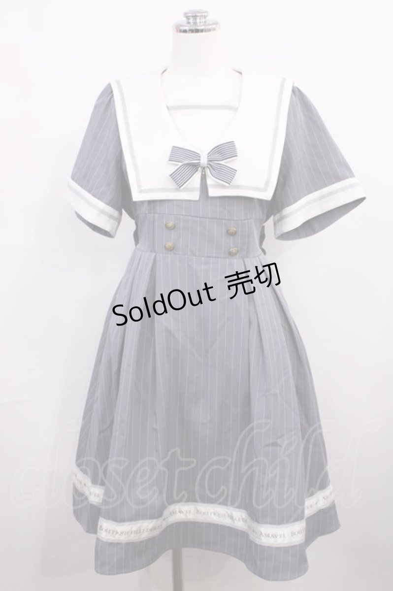 画像1: Amavel / Message Ribbonスクエアセーラーワンピース Free サックス H-26-03-18-1013-CA-OP-NS-ZH (1)