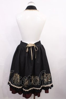 画像2: To Alice / 付け襟付きストライプスカート S ブラック/ワイン H-26-03-18-1018-LO-SK-NS-ZH