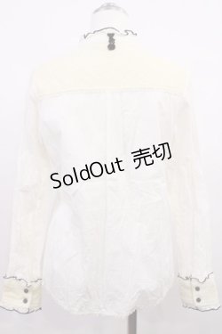 画像2: axes femme / 配色フリルブラウス M オフ/ブラック H-26-03-18-1030-AX-BL-NS-ZH