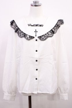 画像1: MA*RS / 胸当て付きクロス刺繍セーラーブラウス Free オフ H-26-03-18-1031-EL-BL-NS-ZH