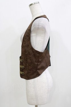 画像2: STEAM / ナポレオンレイヤード風ベスト  茶×カーキ H-26-03-18-049-HN-TO-KB-ZH