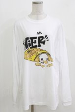 画像1: meltyglow / プリントロングトップス XL 白 H-26-03-18-052-PU-TO-KB-ZH (1)
