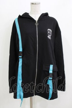 画像1: NieR Clothing / 猫耳ハーネスZIPパーカー  黒×青 H-26-03-18-059-PU-TO-KB-ZH