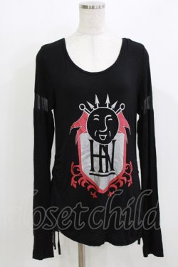 画像1: NAOTO SEVEN / プリントカットソー  黒 H-26-03-18-061-HN-TO-KB-ZH