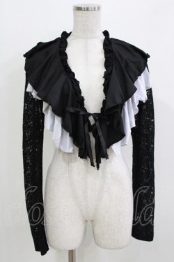 画像1: NiNE. / 異素材切替フリルボレロ  黒×白 H-26-03-18-063-PU-TO-KB-ZH
