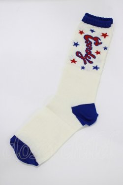 画像1: Candy Stripper / STAR BORDER SOX  オフ×赤×青 H-26-03-18-068-PU-ZA-KB-ZH