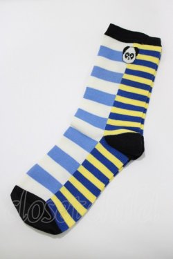 画像1: Candy Stripper / PEPE BORDER SOCKS  BLUE×YELLOW H-26-03-18-073-PU-ZA-KB-ZH