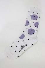 画像1: MILKBOY / ポルカドットSOCKS  ホワイト×ラベンダーグレー×ブラ H-26-03-18-075-MB-ZA-KB-ZH (1)