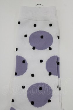 画像2: MILKBOY / ポルカドットSOCKS  ホワイト×ラベンダーグレー×ブラ H-26-03-18-075-MB-ZA-KB-ZH