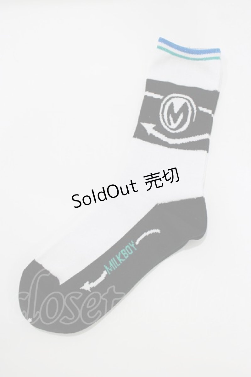 画像1: MILKBOY / Arrow socks  白×黒 H-26-03-18-077-MB-ZA-KB-ZH (1)
