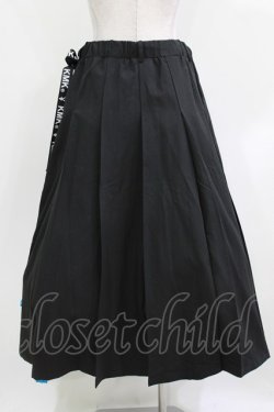 画像3: KINGLYMASK / セパレートロゴリボントリプルジップ切替レイヤードスカート  ブラック×サックス H-26-03-18-007-PU-SK-KB-ZH