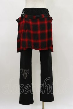 画像2: SEX POT ReVeNGe / チェックフラップ付レギンスパンツ L 黒×赤 H-26-03-20-038-SP-PA-KB-ZH