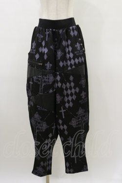 画像1: SEX POT ReVeNGe / プリント切替サルエルパンツ  黒 H-26-03-20-039-SP-PA-KB-ZH