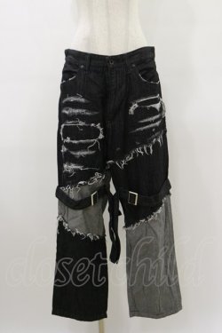 画像1: CIVARIZE / ワイドシルエットボンテージパンツ  ブラック H-26-03-20-041-GO-PA-KB-ZH