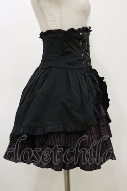 画像3: BPN / レイヤード風ストライプフリルアシメスカート  ブラック H-26-03-20-043-GO-SK-KB-ZH