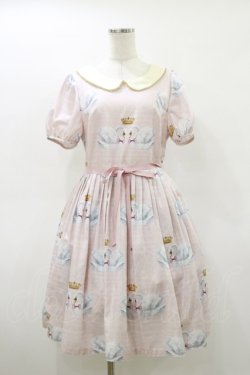 画像1: Leur Getter / Crown Swan袖付ワンピース M ピンク H-26-03-20-054-LU-OP-KB-ZH