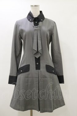 画像1: MIHO MATSUDA / タイ付ワンピース  グレー H-26-03-20-059-GO-OP-KB-ZH