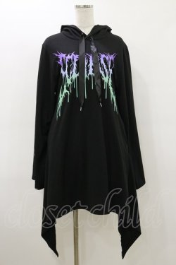 画像1: LISTEN FLAVOR / メタルロゴヘムラインパーカーワンピース  ブラック H-26-03-20-061-PU-OP-KB-ZH