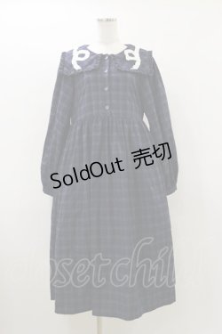 画像1: merry jenny / スクエアカラーチェックワンピース  ネイビー H-26-03-20-064-LO-OP-KB-ZH