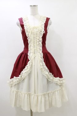 画像1: ATELIER PIERROT / ジョーゼットフリルジャンパースカート  ワイン H-26-03-20-069-EL-OP-KB-ZH