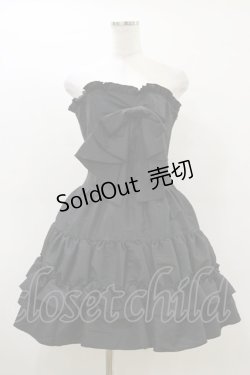 画像1: ATELIER PIERROT / フロントリボン・ミニコルセットワンピース  ブラック H-26-03-20-070-EL-OP-KB-ZH