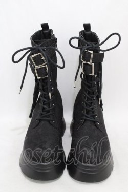 画像1: axes femme POETIQUE / チャイナ釦タンクソールブーツ M ブラック H-26-03-20-1001-AX-SH-NS-ZH