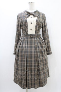 画像1: Fi.n.t / ヨーク切替ボウタイチェックワンピース Free GREEN×WH H-26-03-20-1028-CA-OP-NS-ZH