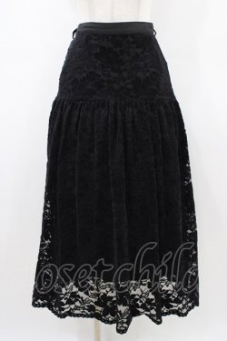 画像1: an another angelus / フロッキーレースギャザースカート Free ブラック H-26-03-20-1047-CA-SK-NS-ZH