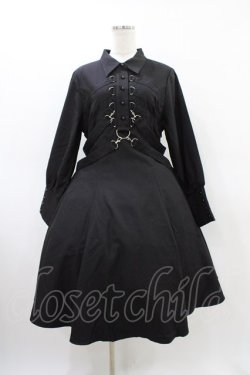 画像1: Favorite / 肋骨ハーネス風シャツワンピース LL ブラック H-26-03-20-1025-LO-OP-NS-ZH