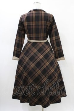 画像2: an another angelus / ダブルオープンカラーチェックワンピース Free ブラウン H-26-03-20-1027-CA-OP-NS-ZH