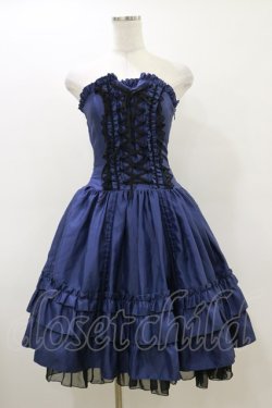 画像1: ATELIER PIERROT / バッスルコルセットワンピース  ブルー H-26-03-20-071-EL-OP-KB-ZH