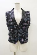 Drug Honey / アンティークブローチ柄サテンカラーベスト  黒 H-26-03-20-011-PU-TO-KB-ZH