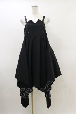 画像1: elements,H / ベルトストラップイレギュラーワンピース  ブラック H-26-03-20-073-PU-OP-KB-ZH