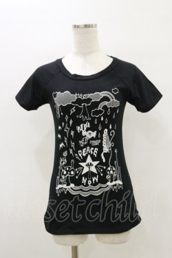 画像1: PEACE NOW / プリントカットソー  黒×白 H-26-03-20-014-PU-TO-KB-ZH