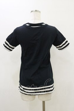 画像2: PEACE NOW / レイヤード風ボーダー切替カットソー  ブラック H-26-03-20-015-PU-TO-KB-ZH