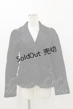 画像1: PEACE NOW / リボン付フリルジャケット  ブラック H-26-03-20-019-PU-JA-KB-ZH