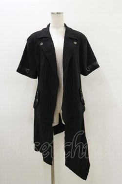 画像1: SEX POT ReVeNGe / 2Wayストライプ半袖カーディガン  ブラック H-26-03-20-022-SP-TO-KB-ZH