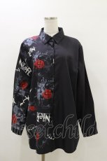 画像1: NieR Clothing / プリント切替シャツ  ブラック H-26-03-20-028-PU-BL-KB-ZH (1)