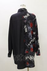 画像2: NieR Clothing / プリント切替シャツ  ブラック H-26-03-20-028-PU-BL-KB-ZH (2)