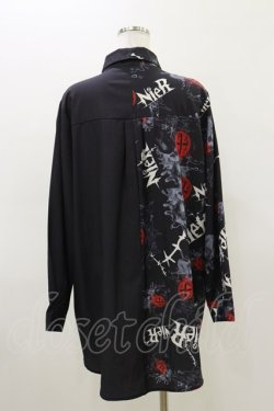 画像2: NieR Clothing / プリント切替シャツ  ブラック H-26-03-20-028-PU-BL-KB-ZH