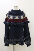 merry jenny / bear yoke knit tops  ネイビー H-26-03-20-030-LO-TO-KB-ZH