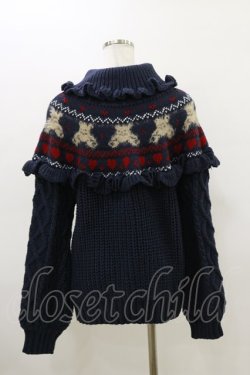 画像2: merry jenny / bear yoke knit tops  ネイビー H-26-03-20-030-LO-TO-KB-ZH